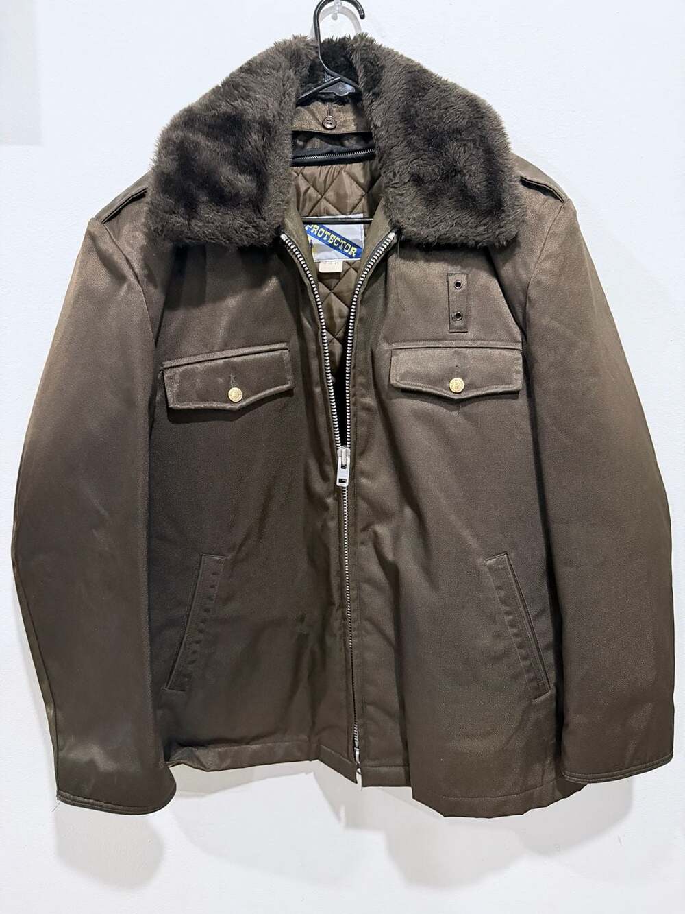 Protector Jacket Size 44R Brown Uniform Bomber Fur Collar